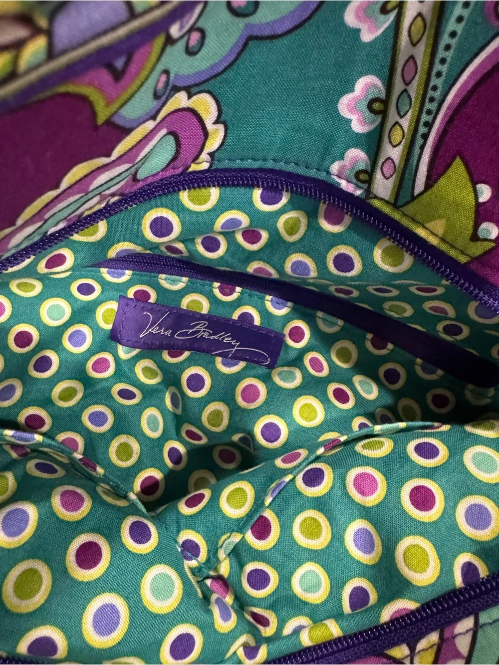 Vera Bradley Purple Teal Paisley Quilted 4 PIECE Set;2 pieces still have tags.